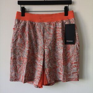 NWT LULULEMON PLVC Orange Multi T.H.E. Shorts 7" Linerless Men's Medium